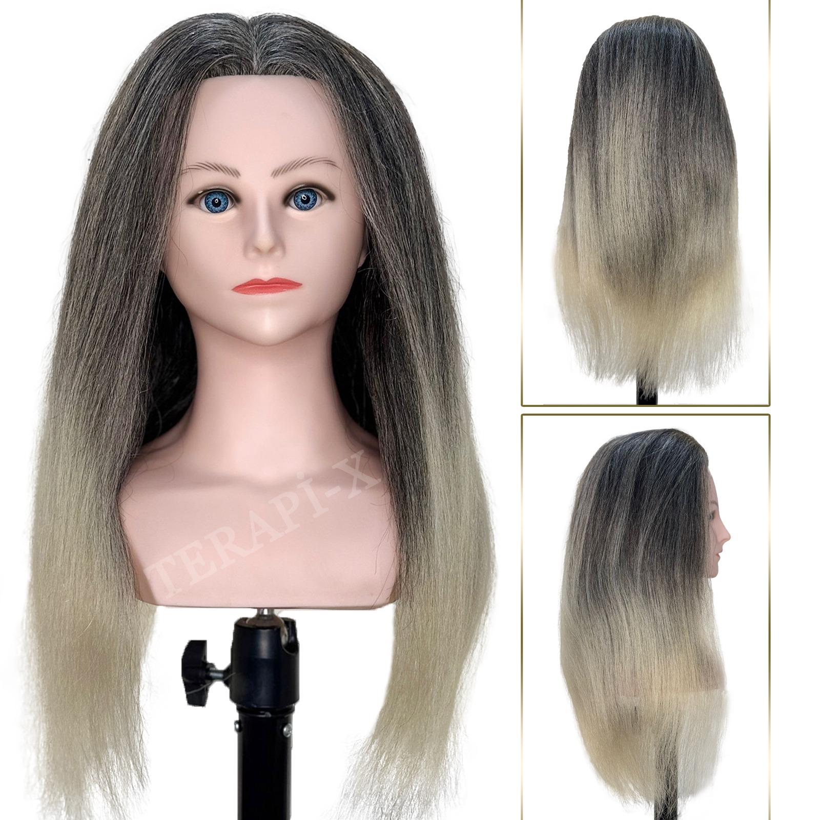 Kuaför Çalışma Mankeni (Eğitim Pupeti) Gerçek Saç 55 Cm 4/613 Ombre